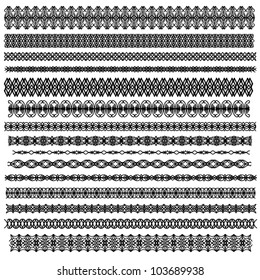 Black vector ornamental trim oder border collection