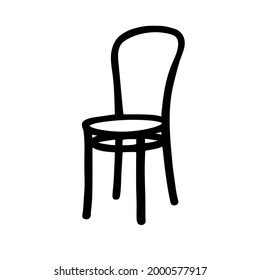 Black Vector outline illustration of a chair isolated on a white background