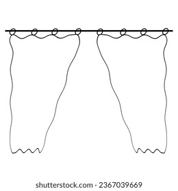 A Black Vector outline illustration of curtains on a white background
