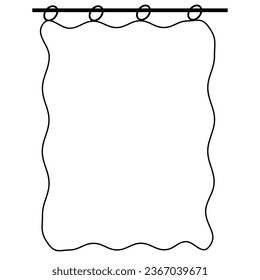 Una ilustración del contorno del vector negro de las cortinas sobre un fondo blanco
