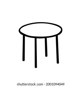 Ilustración del contorno del vector negro de una mesa redonda aislada en un fondo blanco