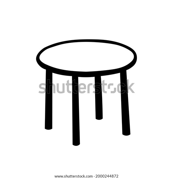 Black Vector Outline Illustration Round Table Stock Vector (Royalty ...