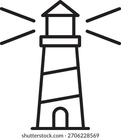 Ilustración negra del faro del contorno del Vector en fondo transparente
