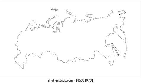 Black vector outline with a map of the Russian Federation