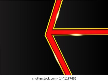 Black vector of overlap luxury background template. Futuristic and elegant with golden and red lines. 