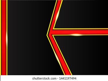 Black vector of overlap luxury background template. Futuristic and elegant with golden and red lines. 