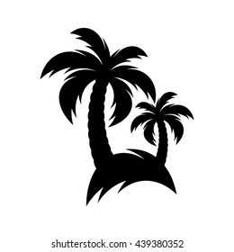 Black vector palm tree icon isolated on white