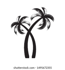 Black vector palm tree icons brush stroke design