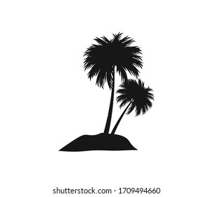 Black vector palm tree silhouette icon isolated.