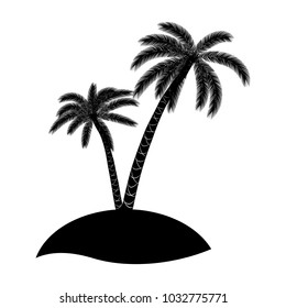 Black vector  palm trees silhouette. Isolated. Icon.