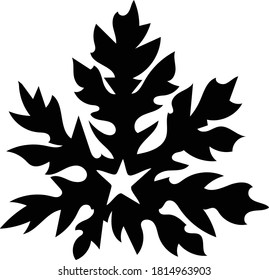 Black vector papaya leaf abstract logo art print.
