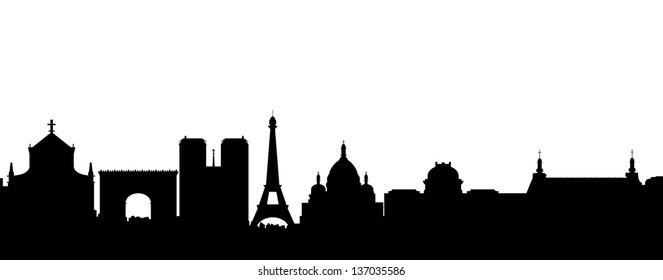 Black vector Paris silhouette skyline