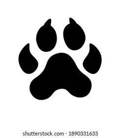 Black Vector Paw Print Silhouette Icon Drawing.Footprint,foot, footstep, animal paw mark,claw.Pet,dog,pets,doggy,kitty,puppy,pup,cat.Sticker.Laser plotter cutting design.I love dogs.