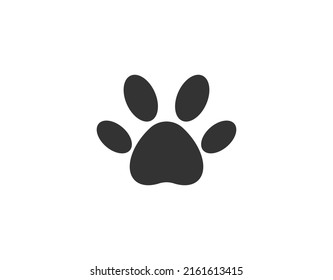 Black Vector Paw Print Silhouette Icon Drawing.