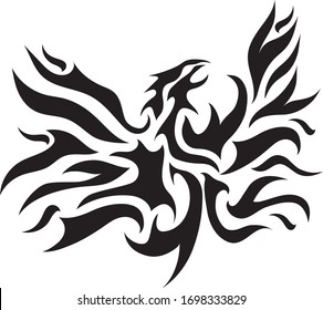 Black vector phoenix dgital image, template figure bird