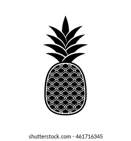 Black vector pineapple icon isolated on white background