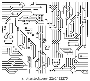 Black vector printed circuit board design elements