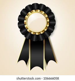 Black vector prize ribbon with place for text