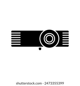 Black vector projector icon isolated on white background.