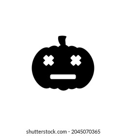 Black vector pumpkin. Halloween. Happy Halloween. Vector illustration.