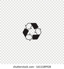 Black vector recycle symbol. Curved arrows isolated