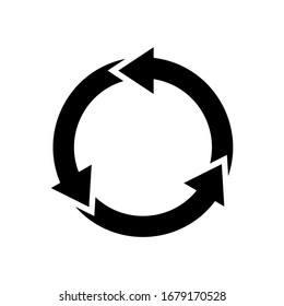 Black vector recycling icon. Illustration of recycled logo. Flat symbol, white background.