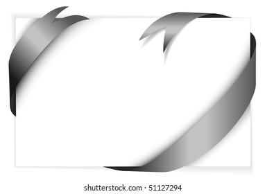 black vector ribbon around blank white paper (where you should write your text)