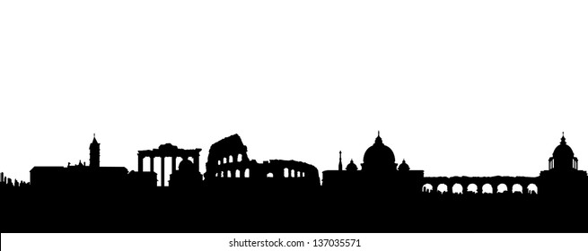 Black vector Rome silhouette skyline.