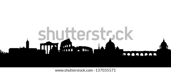 Black Vector Rome Silhouette Skyline Stock Vector (Royalty Free) 137035571