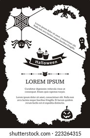 Black vector scary happy halloween party invitation