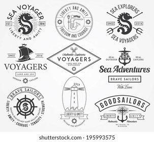 Black vector sea badges for any use