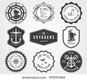 Black vector sea badges for any use