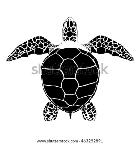 Black Vector Sea Turtle Stock Vector (Royalty Free) 463292891