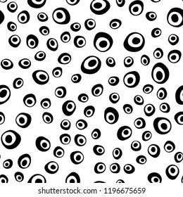 Black vector seamless backdrop with dots, spots. Blurred decorative design in abstract style with bubbles. Trendy design for wallpaper, fabric makers.