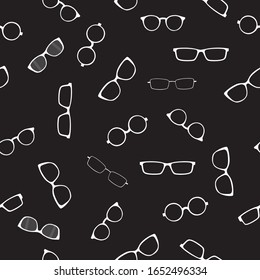 Black  Vector Seamless Pattern Background or Wallpaper, Glasses Themed