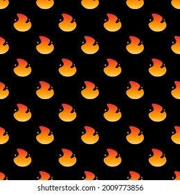 Black vector seamless pattern background with burning fire, flame symbols, emoji.