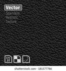 Black vector seamless realistic leather texture. Phototexture for your design.