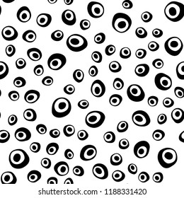 Black vector seamless texture with disks. Glitter abstract illustration with blurred drops of rain. Design for textile, fabric, wallpapers.