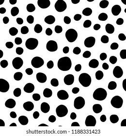 black vector seamless texture with disks. Glitter abstract illustration with blurred drops of rain. Design for textile, fabric, wallpapers.