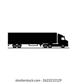 Vetor preto semirreboque caminhão ilustração logística transporte e serviço de carga