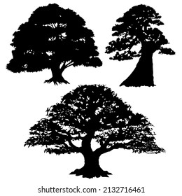 black vector of several kinds of trees