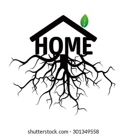 Black Vector Shape of Home and Roots.