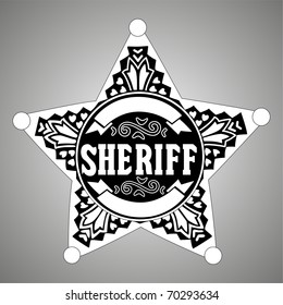 Black vector  Sheriff star on gray background