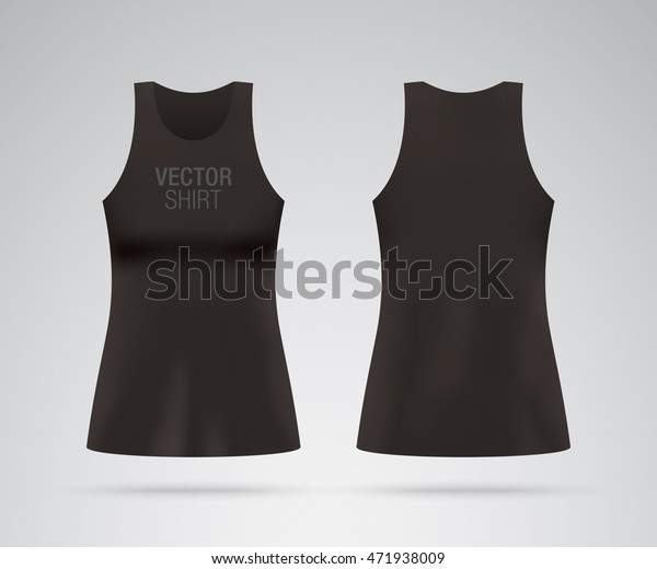 Download Vektor Stok Black Vector Shirt Mockup Womens Black Tanpa Royalti 471938009