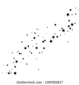 Black Vector Shooting Star Tail - Falling Stars Silhouette Isolated on White Background. Stardust - Rocket Tail.