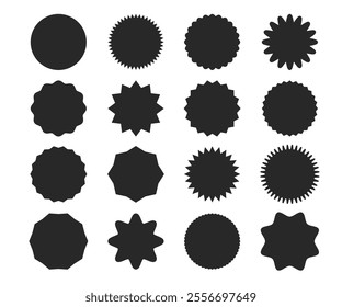 Black vector shop label shapes. Sale stickers collection. Badge, price tag set stock illustration