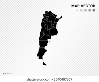 Silueta de Vector negro del mapa de Argentina sobre fondo transparente.