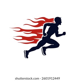 Black vector silhouette of an athlete running on a white background, flat design, sports illustration, simple, minimalism, white background, Sport. Isolated Athlete runner. Silhouette. Start. spor
