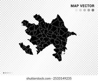 Silueta de Vector negro de mapa de Azerbaiyán sobre fondo transparente.