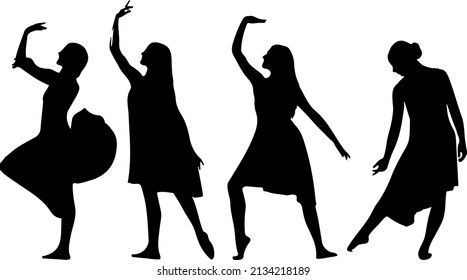 Black vector silhouette of ballet dancers, front back view perfect to include in your architecture projects, renders, sketches or plans.